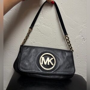 Michael Kors Black Shoulder Bag with Gold Chain